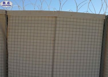 Barriere militari della parete del gabbione riempite di sabbia o di rocce