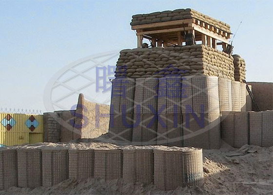 Hot Galvanized Welded 4mm Hesco Barricades Boxes With Geotextile