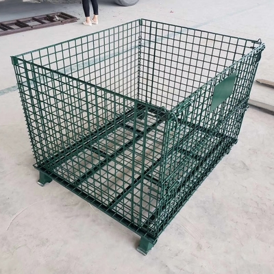 Galvanizzato 1200*1000*890mm Filaio pieghevole chiudibile Trasporto Metallo di stoccaggio Filaio di rete Pallet Cage