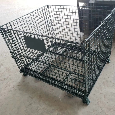 Galvanizzato 1200*1000*890mm Filaio pieghevole chiudibile Trasporto Metallo di stoccaggio Filaio di rete Pallet Cage