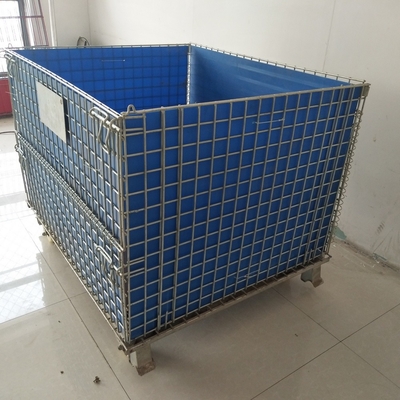 Oem Galvanizzato Euro flessione pieghevole contenitore di filo 1200 * 1000 * 890 contenitore di rete di filo stackable cage di stoccaggio