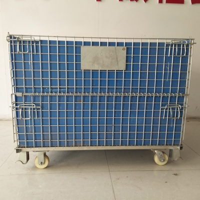 Oem Galvanizzato Euro flessione pieghevole contenitore di filo 1200 * 1000 * 890 contenitore di rete di filo stackable cage di stoccaggio