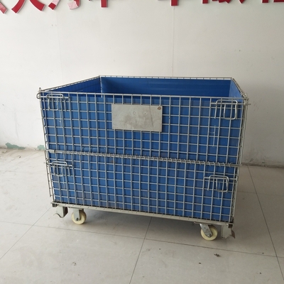 Oem Galvanizzato Euro flessione pieghevole contenitore di filo 1200 * 1000 * 890 contenitore di rete di filo stackable cage di stoccaggio