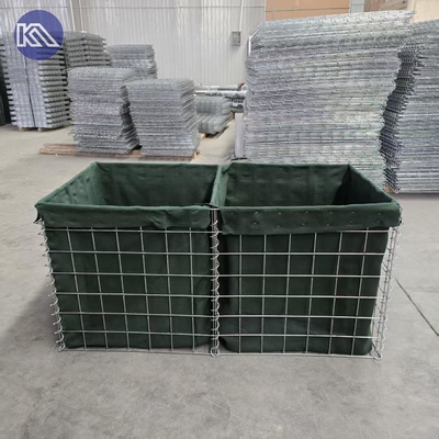 Pesante 3 pollici mesh buco Gabion Basket MIL1 1.37M Alto Hesco Barriera saldata Gabion Box rivestito con tessuto geotessile