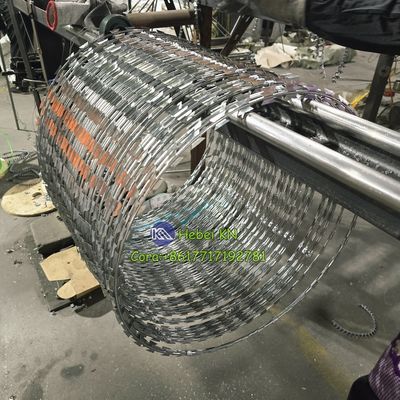 Temporary & Recyclable Easy-Install Hot-Dipped Galvanized Cross-Type Razor Wire Fence for Border / Factory Protection