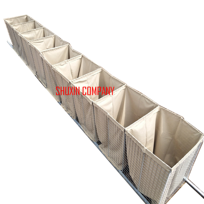 Barriere militari Hesco Mil 1 riempite di sabbia con geotessile