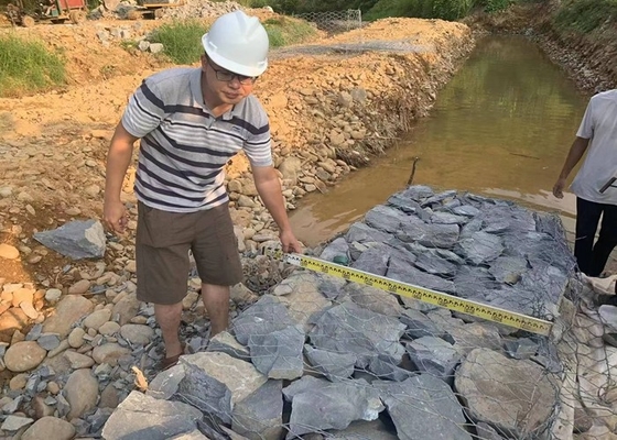 Galvanizzato 2x1x1m Gabion Wire Mesh Box 80x100mm Esagonale