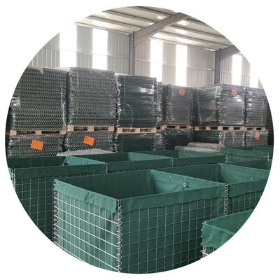 Barriere difensive bastionate standard militari zincate a caldo， muri di sabbia difensivi Hesco in poligono di tiro