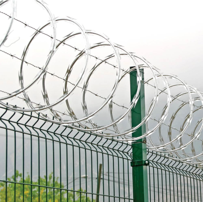 Bobine di filo spinato a nastro rasoio ad alta sicurezza per la protezione di pareti di confine e recinzioni aeroportuali