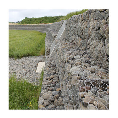 Cesto di gabbione riempito di pietra tessuta esagonale con scatola di gabbione rivestita in PVC zincato 8 * 10 cm