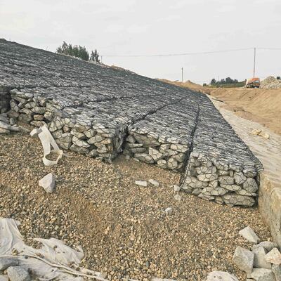 Rotoli di rete in gabbione esagonale zincati a caldo | Gabbie in pietra tessute per la protezione delle sponde del fiume