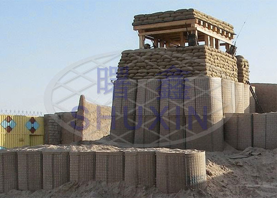 Caldo galvanizzato ha saldato i contenitori di barriere di 4mm Hesco con il geotessuto